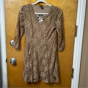 Rue21 Brown Lace Long Sleeve Dress